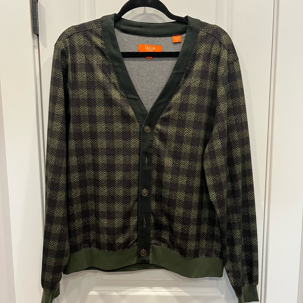 TALLIA Sport Cardigan Green Plaid Size Large